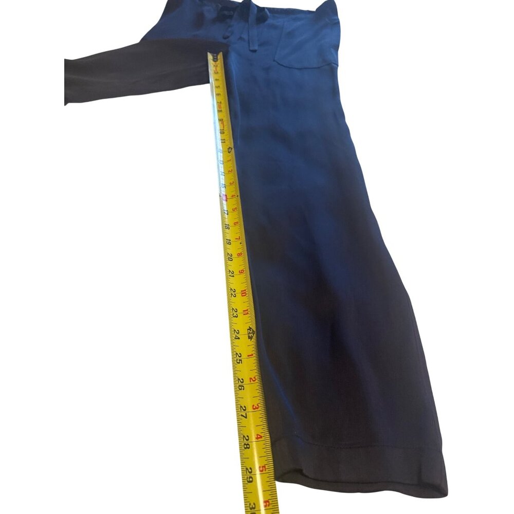 Vince Navy Satin Drawstring Pants Size M Italian Fabric Luxe Minimalist Y2K Vibe - Picture 8 of 14